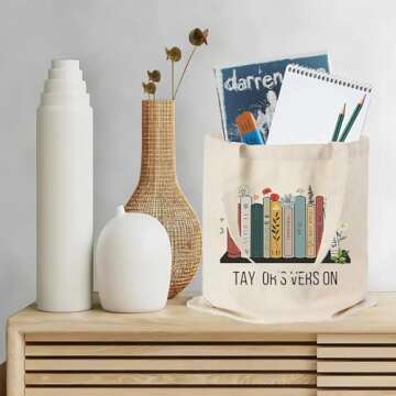 Taylor Tote Bag with Zipper Inner Pocket Singer Album Inspired Fans Gifts Music Lovers Reusable Canvas Bags