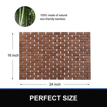 Bamboo Bath Mat Bathroom Rugs Floor Wood Shower Bathtub Waterproof Non Slip Accessories 16x24 Inch Easy to Clean, Walnut, 1 pc