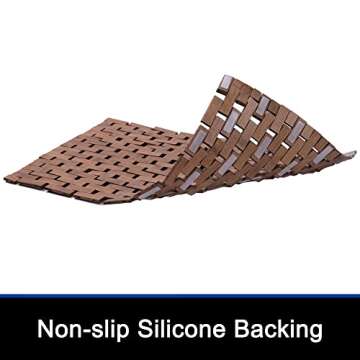 Bamboo Bath Mat Bathroom Rugs Floor Wood Shower Bathtub Waterproof Non Slip Accessories 16x24 Inch Easy to Clean, Walnut, 1 pc