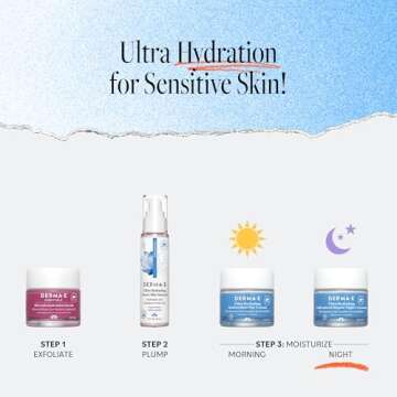 Derma E Ultra Hydrating Night Cream, Advanced Repair Overnight Face Moisturizer with Hyaluronic Acid to Replenish, Smooth and Nourish Skin, 2 oz