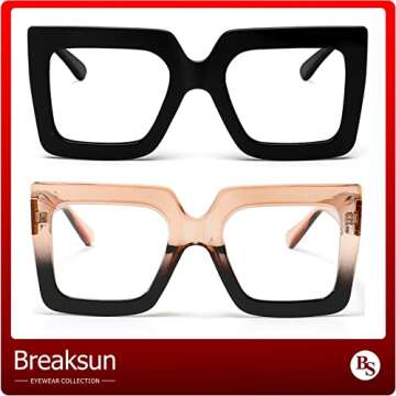 Breaksun Stylish Oversized Blue Light Glasses for Women