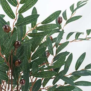 Ruidazon 4 pcs Artificial Olive Branch Leaves, Faux Olive Greenery Stems Plants Fake Olive Branches ...