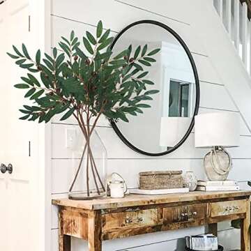 Ruidazon 4 pcs Artificial Olive Branch Leaves, Faux Olive Greenery Stems Plants Fake Olive Branches for Vases Wreath Wedding Bouquets Home DIY Spring Decor