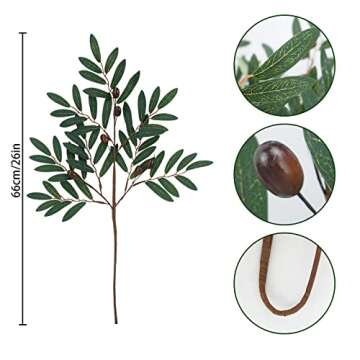 Ruidazon 4 pcs Artificial Olive Branch Leaves, Faux Olive Greenery Stems Plants Fake Olive Branches for Vases Wreath Wedding Bouquets Home DIY Spring Decor