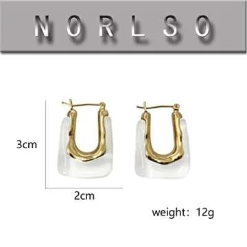 Chunky Clear Earrings Retro U Shaped Hoop Earrings Minimalist Square Earrings Resin Earrings Huggie Earrings for Women