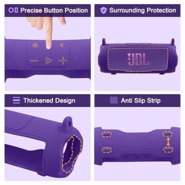 Aenllosi for JBL Flip 7 Portable Bluetooth Speaker Silicone Cover Case with Adjustable Shoulder Stra...