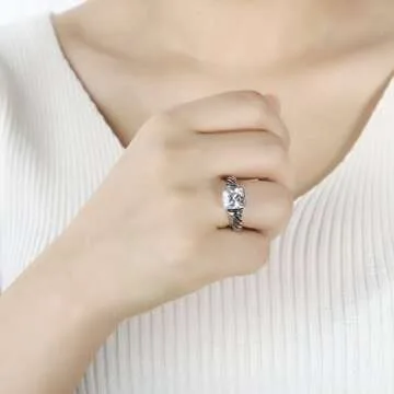 UNY Jewel Twisted Cable Wire Petite CZ Ring Designer Inspired Fashion Brand Christmas Valentine Women Dupes Jewelry Gift (Champange, 9)