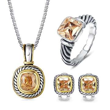 UNY Jewel Twisted Cable Wire Petite CZ Ring Designer Inspired Fashion Brand Christmas Valentine Women Dupes Jewelry Gift (Champange, 9)