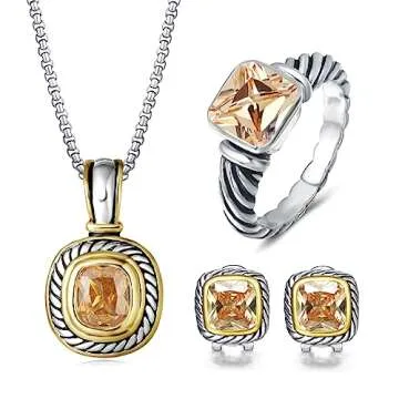 UNY Jewel Twisted Cable Wire Petite CZ Ring Designer Inspired Fashion Brand Christmas Valentine Women Dupes Jewelry Gift (Champange, 9)