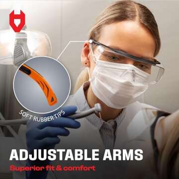 NoCry Safety Glasses Over Eyeglasses for Men and Women with Anti Scratch Lenses and Integrated Side Shields — Adjustable Temples with Anti-Slip Tips — 100% UV Protective Eyewear — ANSI Z87 Certified