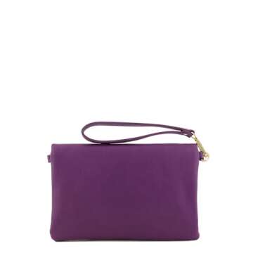 Envelope Wristlet Clutch Crossbody Bag with Chain Strap (Purple) One Size