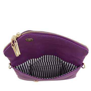 Envelope Wristlet Clutch Crossbody Bag with Chain Strap (Purple) One Size
