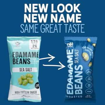 Rēl Snacks Roasted Edamame by Fred's Farm - Sea Salt, Low Calorie (0.9oz, 10-Pack) | Keto-Friendly,...