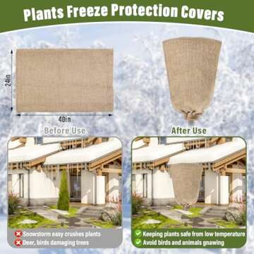 Riare 2 Packs 24 × 40 Inch Burlap Winter Plant Cover Bags with Drawstring - Reusable Large Burlap S...