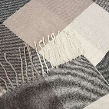 David's Home Buffalo Plaid Throw Blanket-Fall Buffalo Check Blanket with Decorative Tassels for Couch Sofa-Outdoor Fringe Lap Throw-Farmhouse Style-50x60 Inches-Black/Brown