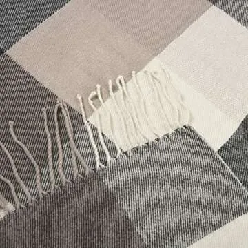 David's Home Buffalo Plaid Throw Blanket-Fall Buffalo Check Blanket with Decorative Tassels for Couch Sofa-Outdoor Fringe Lap Throw-Farmhouse Style-50x60 Inches-Black/Brown