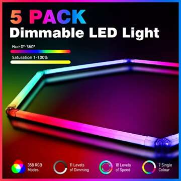 24 Pack Remote Hexagon Lights,RGB Garage LED Panel Light,358 Modes,IP54,LED Ceiling Lights for Party...