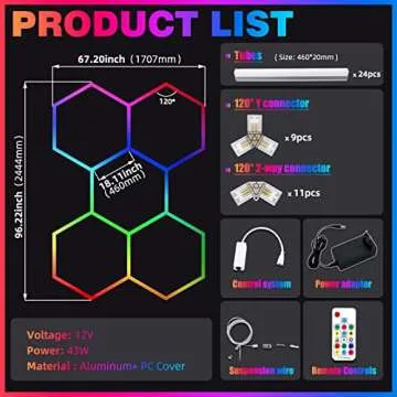 24 Pack Remote Hexagon RGB LED Lights for Parties