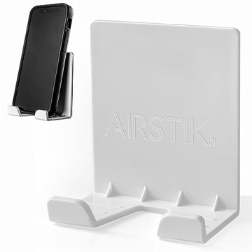AIRSTIK Cradle Glass Mount Phone Holder Reusable TikTok Facetime Compatible with iPhone iPad Cell Phone for Bathroom Kitchen Shower Dorm Office Made in USA Glass, Mirrors, Windows (White)