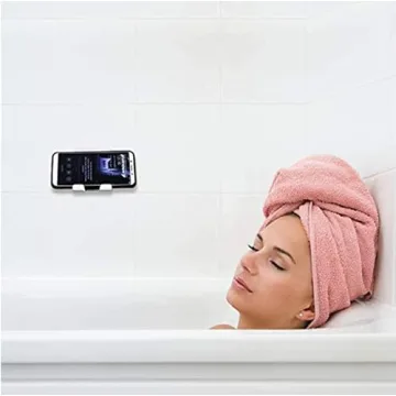 AIRSTIK Cradle Glass Mount Phone Holder Reusable TikTok Facetime Compatible with iPhone iPad Cell Phone for Bathroom Kitchen Shower Dorm Office Made in USA Glass, Mirrors, Windows (White)