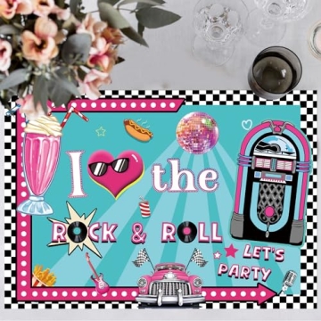 Colorful 50's Party Disposable Placemats Set for Events