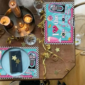 Colorful 50's Party Disposable Placemats Set for Events