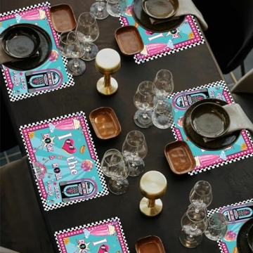 Colorful 50's Party Disposable Placemats Set for Events