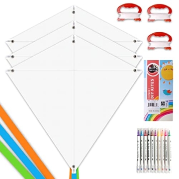 DIY Kites for Kids Kite Making Kit Bulk, Decorating Coloring Kite Party Pack,White Diamond Kite Kits...