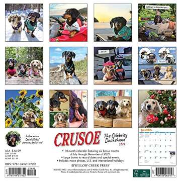 Crusoe the Celebrity Dachshund 2022 Wall Calendar - Adorable Pupdates for Dog Lovers