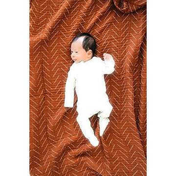 Mebie Baby Rust Mudcloth Muslin Swaddle Blanket