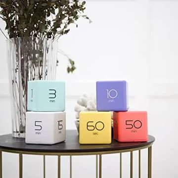 mooas Cube Timer (Violet), Flip Timer Gravity Sensor, Time Management, Productivity Timer Cube Timers Kids ADHD Timer Workout Timer Game Classroom 5, 10, 20, 30 min Timer Setting