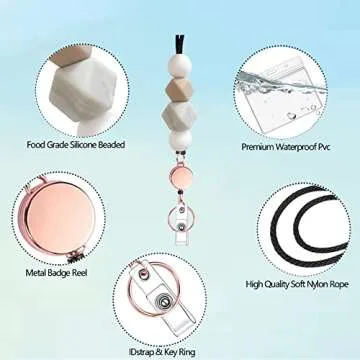 Cute Silicone Beaded Badge Reel Lanyard for ID Cards