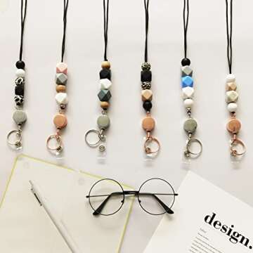 Cute Silicone Beaded Badge Reel Lanyard for ID Cards