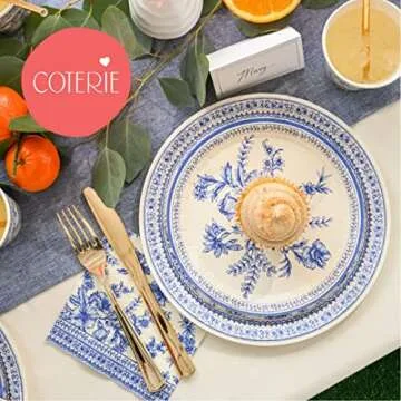 Elegant Coterie Blue Floral Cocktail Napkins Set of 25