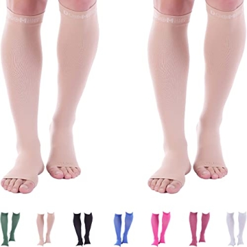 Doc Miller Toeless Compression Socks Women and Men 2 Pair - 20-30mmHg - Open Toe Compression Socks W...