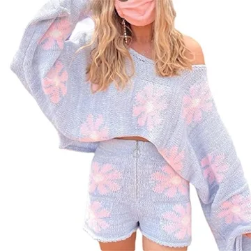 Kaenwang Women's 2 Piece Floral Knit Outfits for Casual Wear