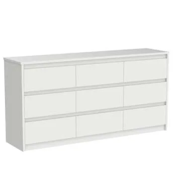 Hitow 9 Drawer Dresser for Bedroom with Deep Drawers, Large Floor Wood Dressers & Chest of Drawers Handle Free, Modern White Long Dressers for Closet Living Room, Euro Slide (63"W x 15.7"D x 31.5"H)
