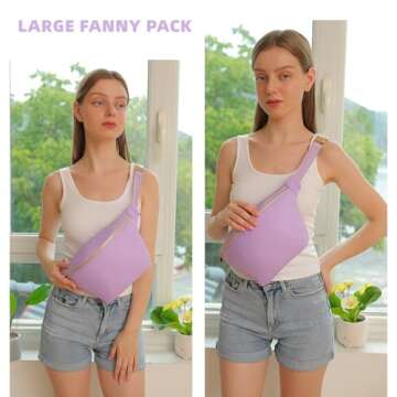 YogoRun Waist Bag Pack Nylon Fanny Pack Crossbody Bag Belt Pack Bag for Women Purple Fanny Bag(Large...