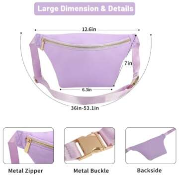 YogoRun Waist Bag Pack Nylon Fanny Pack Crossbody Bag Belt Pack Bag for Women Purple Fanny Bag(Large,Purple)