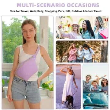 YogoRun Waist Bag Pack Nylon Fanny Pack Crossbody Bag Belt Pack Bag for Women Purple Fanny Bag(Large,Purple)