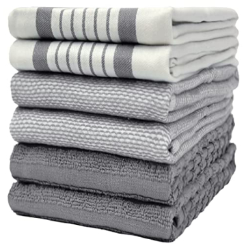 Premium 6-Pack Eco-Friendly Cotton Kitchen Towels with Hanging Loop