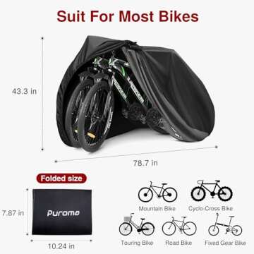 Puroma Bike Cover Outdoor Waterproof Bicycle Covers Rain Sun UV Dust Wind Proof with Lock Hole for M...