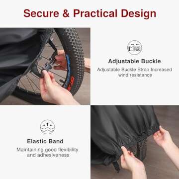 Puroma Bike Cover Outdoor Waterproof Bicycle Covers Rain Sun UV Dust Wind Proof with Lock Hole for Mountain Road Electric Bike, XL (Basic Black)