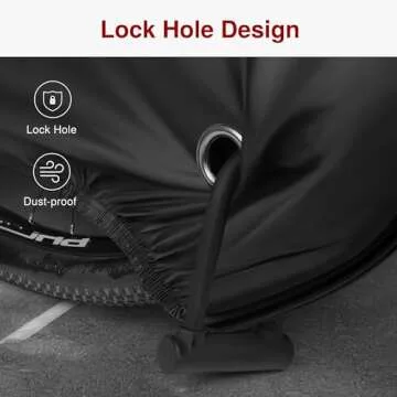 Puroma Bike Cover Outdoor Waterproof Bicycle Covers Rain Sun UV Dust Wind Proof with Lock Hole for Mountain Road Electric Bike, XL (Basic Black)