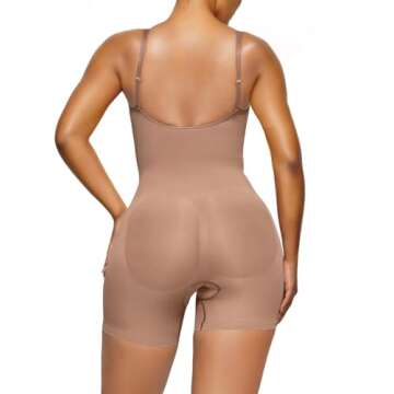YIANNA Shapewear for Women Tummy Control Bodysuit Open Bust Mid Thigh Seamless Sculpting Body Shaper...