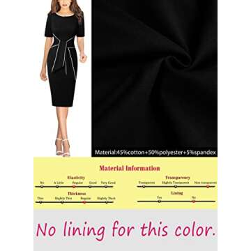 VFSHOW Womens Black Front Zipper Tie Waist Bow Belted Slim Wear to Work Business Office Bodycon Pencil Dress 10317 BLK S