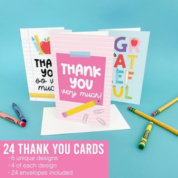 Colorful Teacher Thank You Cards - 24 Pack