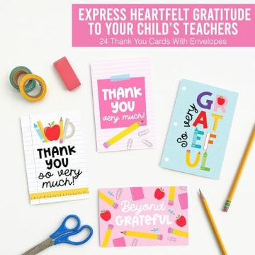 Colorful Teacher Thank You Cards - 24 Pack