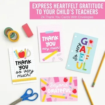 Colorful Teacher Thank You Cards - 24 Pack
