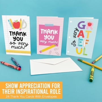 Colorful Teacher Thank You Cards - 24 Pack